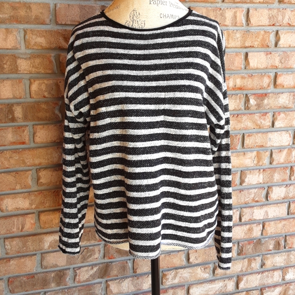 Eileen Fisher Organic Cotton/Linen Blend Lagenlook Long Sleeve Sweater